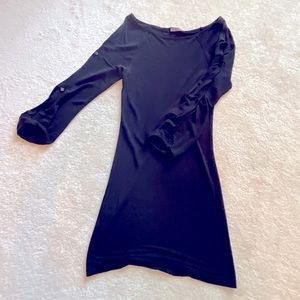 Reiss black button sleeve tunic dress